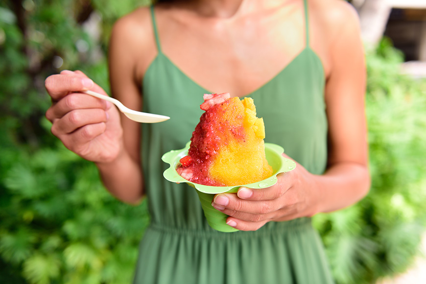 Close up of traditional local Hawaii dessert food.