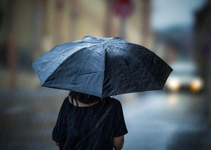 woman with umbrella in the rain.
