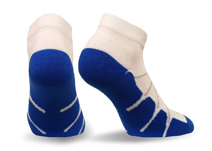 blue and white socks