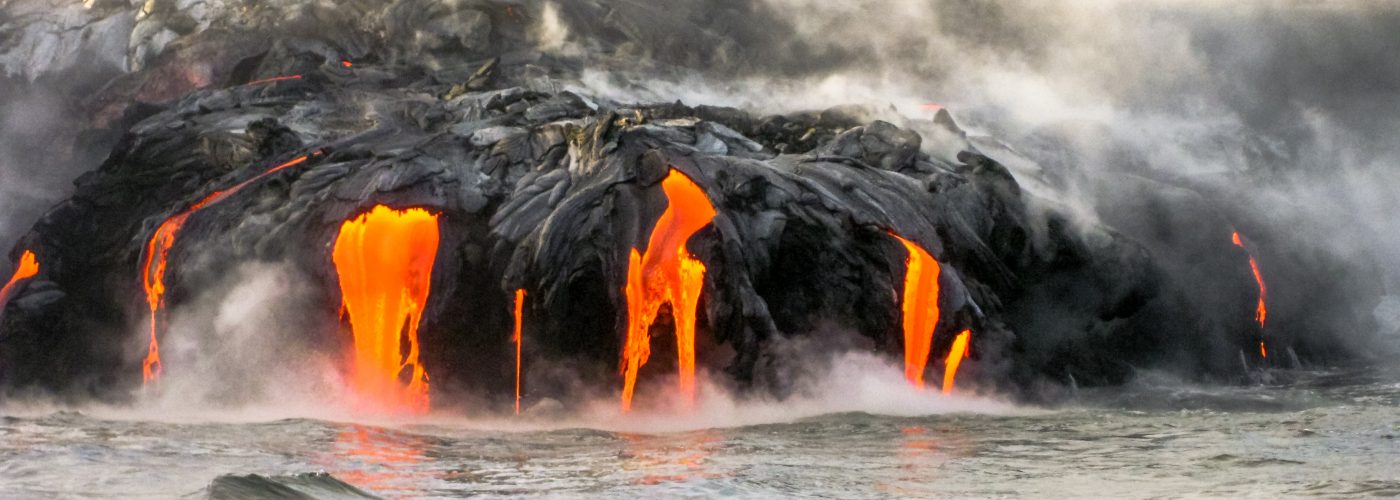 lava flowing into ocean
