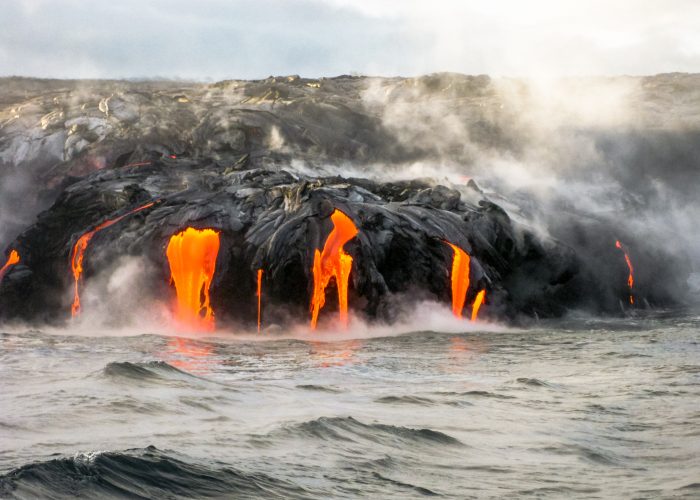 lava flowing into ocean