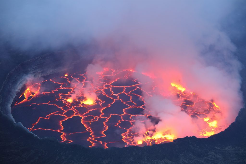 bubbling lava lake