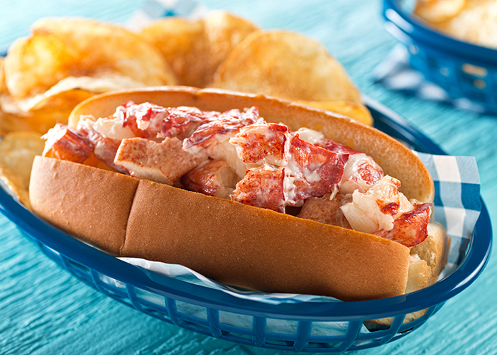 lobster roll with chips