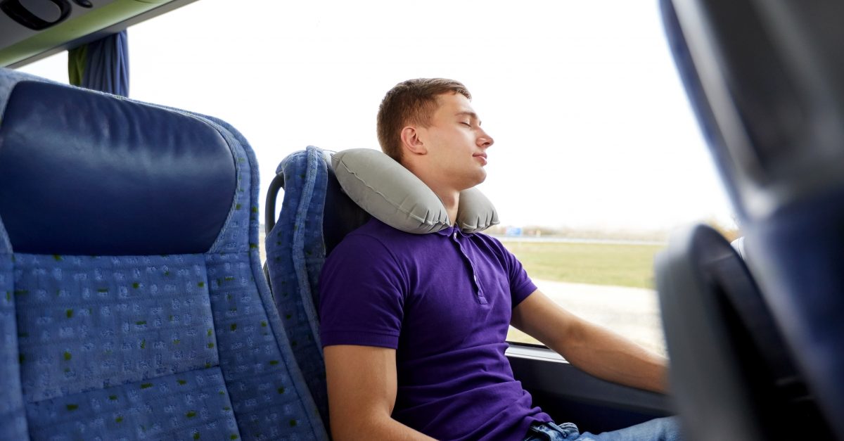 TRIXES Inflatable Travel Pillow Cushion Lightweight for Holiday Trains Aeroplane Soft Flocked Fabric Supports Head and Neck Horseshoe Design