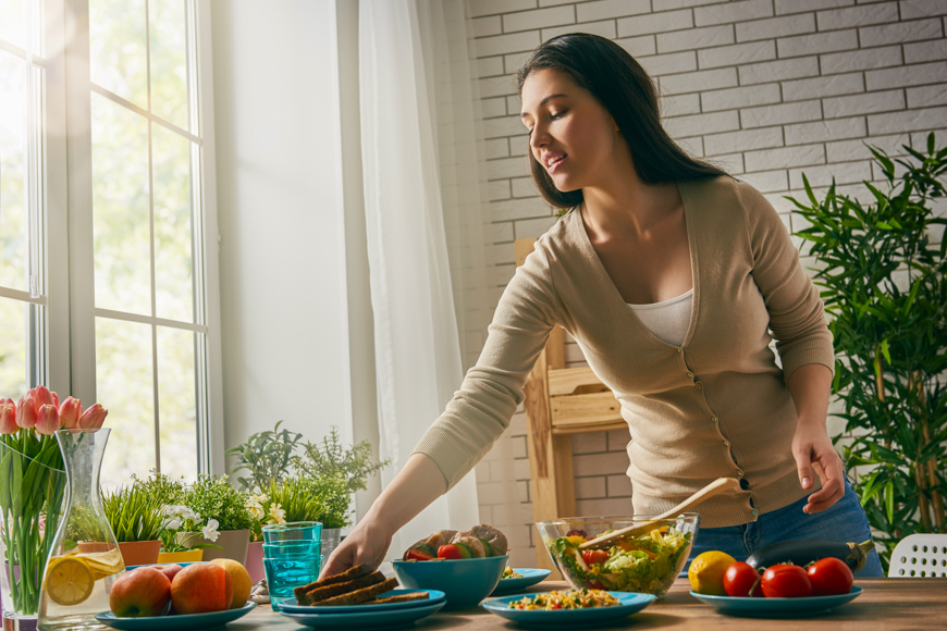 woman making dinner