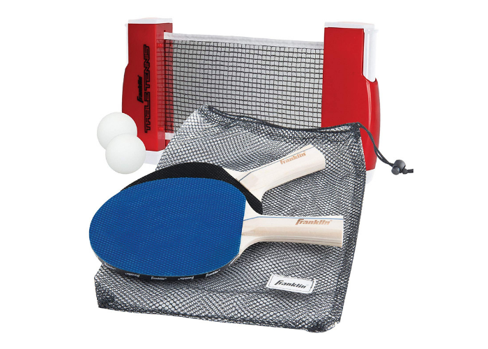 collapsible table tennis net and two paddles