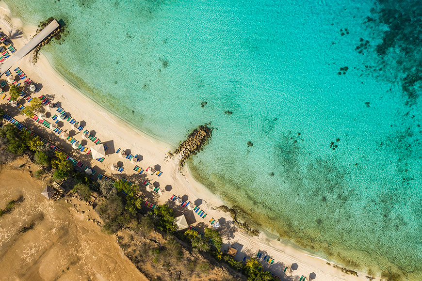 playa porto mari beach curacao aerial view.