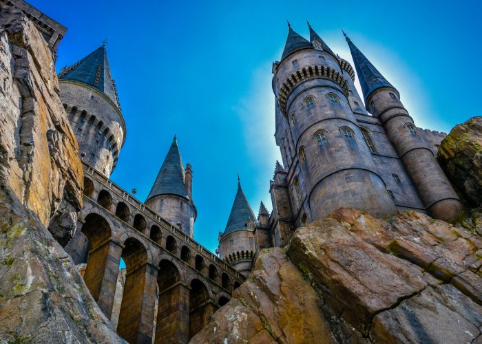 hogwarts castle against blue sky