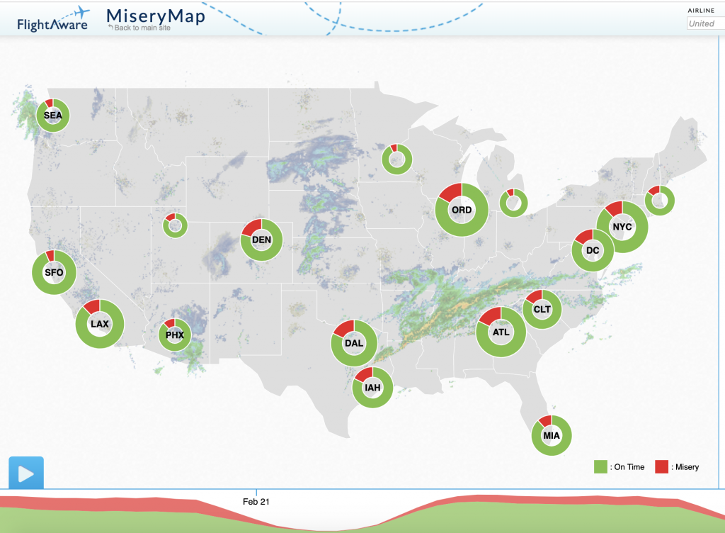 FlightAware.com misery map flight delays