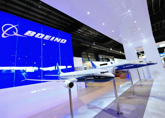 Boeing headquarters display of Boeing 737 plane model