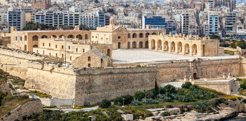 aerial view of the large pale yellow maltese fort