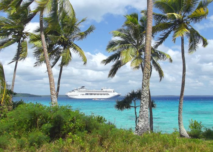 cruise ship in pacific islands