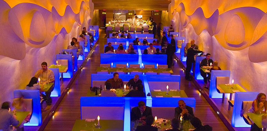 dining room at morimoto philadelphia.