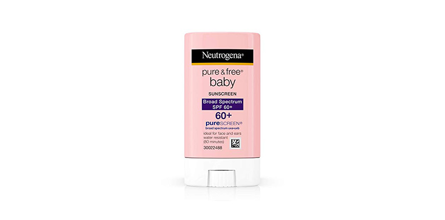 Neutrogena pure & free baby mineral sunscreen stick with broad spectrum spf 60 zinc oxide, water-resistant