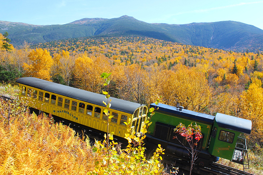 mount washington cog railway train autumn.