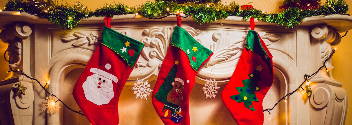 stockings hanging at fireplace