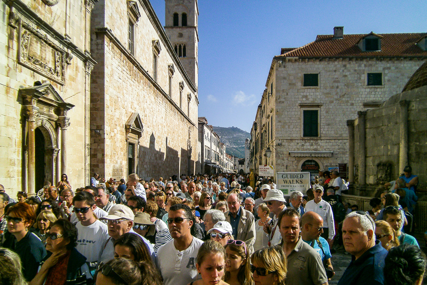 overtourism in dubrovnik croatia. crowds on the street