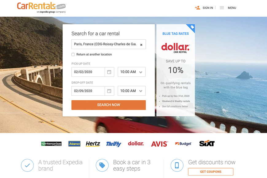 carrentals.com screenshot.