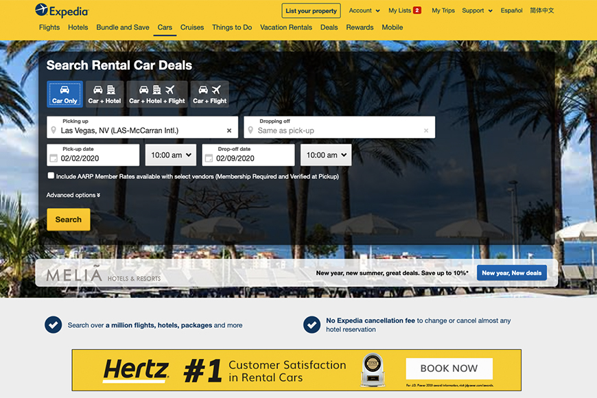 expedia cars screenshot.