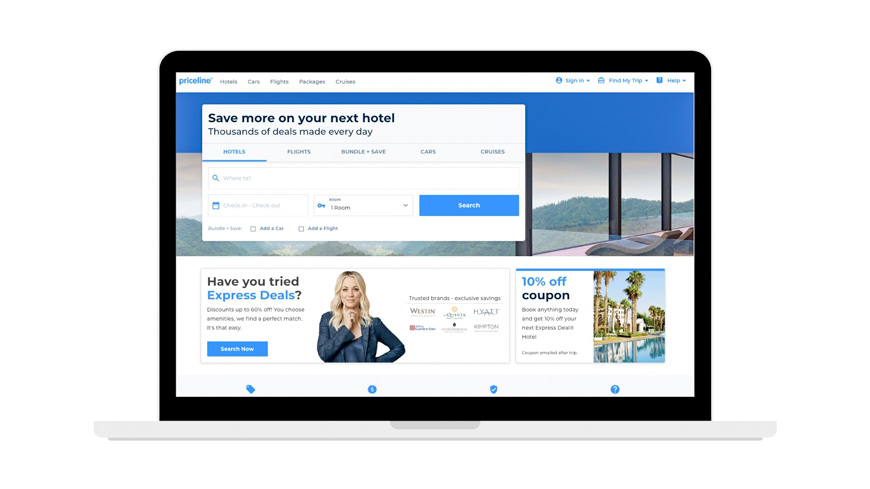 Priceline hotel booking site screenshot