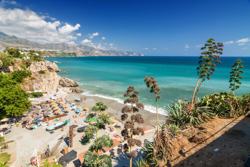 beach nerja andalusia spain.