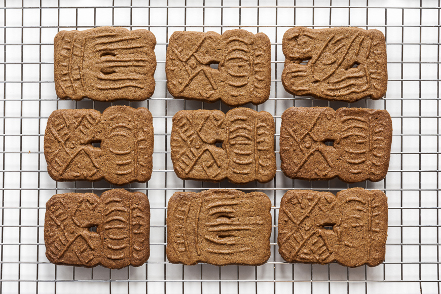 A stack of fresh baked dutch cookies called speculaas.