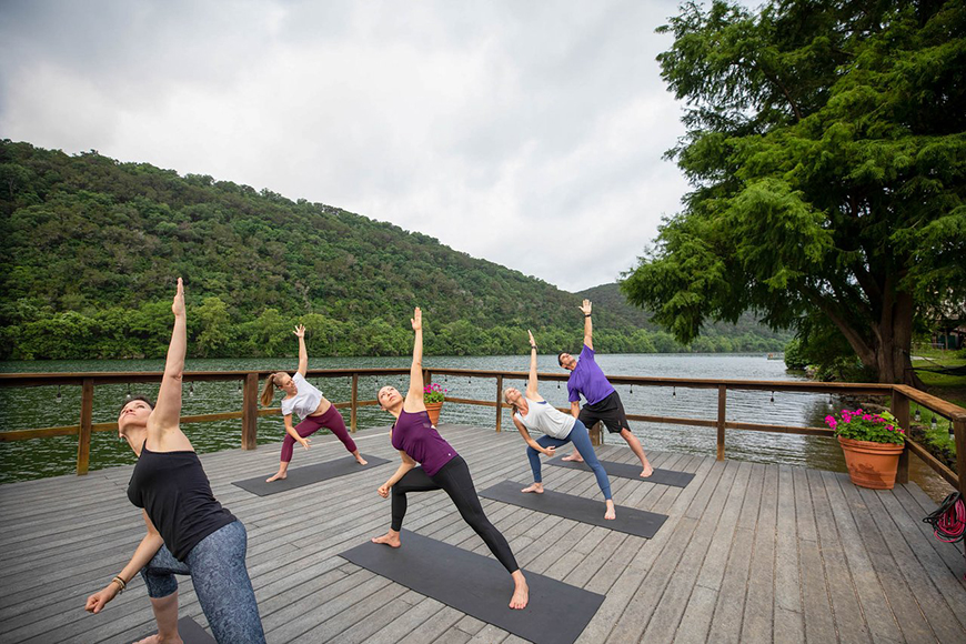 yoga class at lake austin spa resort.