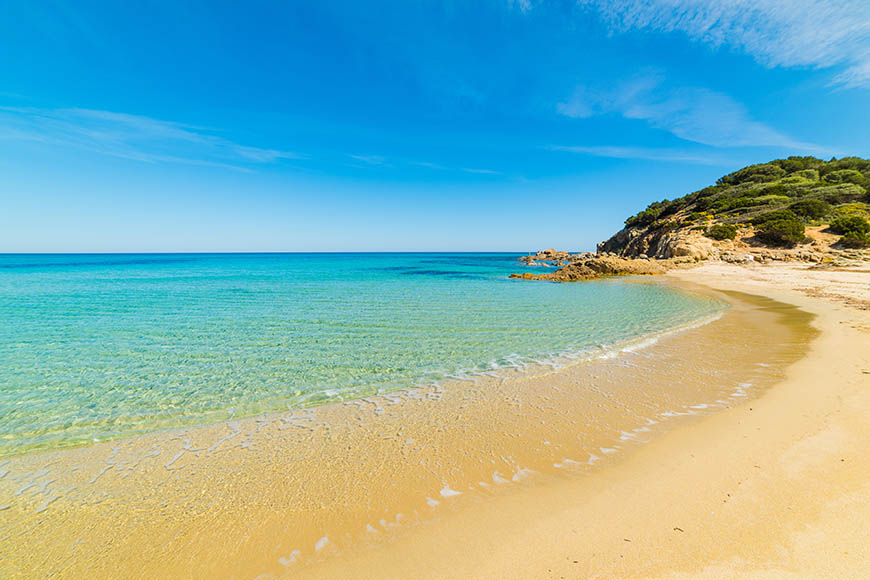 cala sinzias beach sardinia costa rei italy.