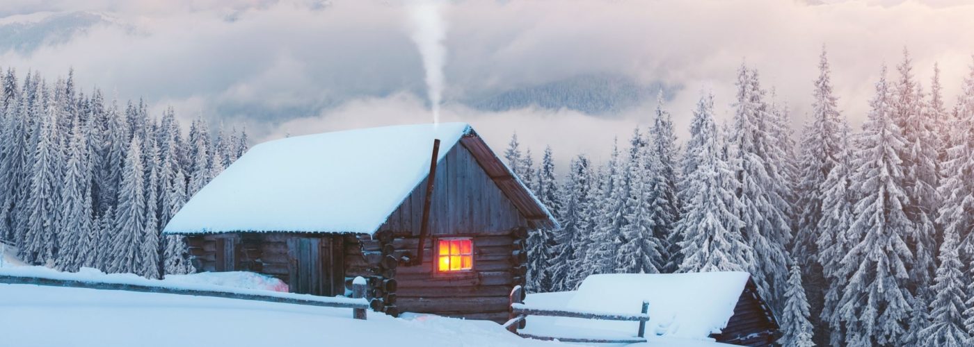 cozy winter cabin.