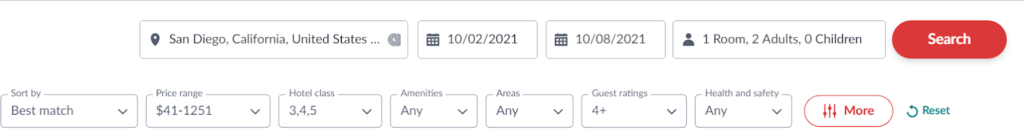 hotel search bar