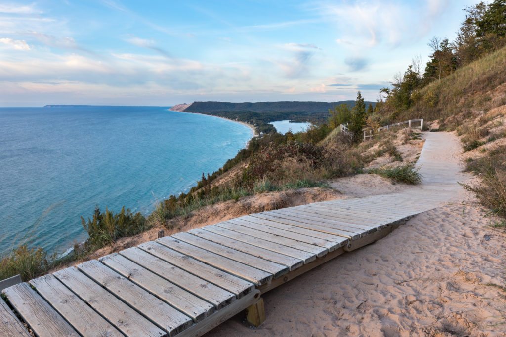 Wooden path at Sleeping Bear Dunes