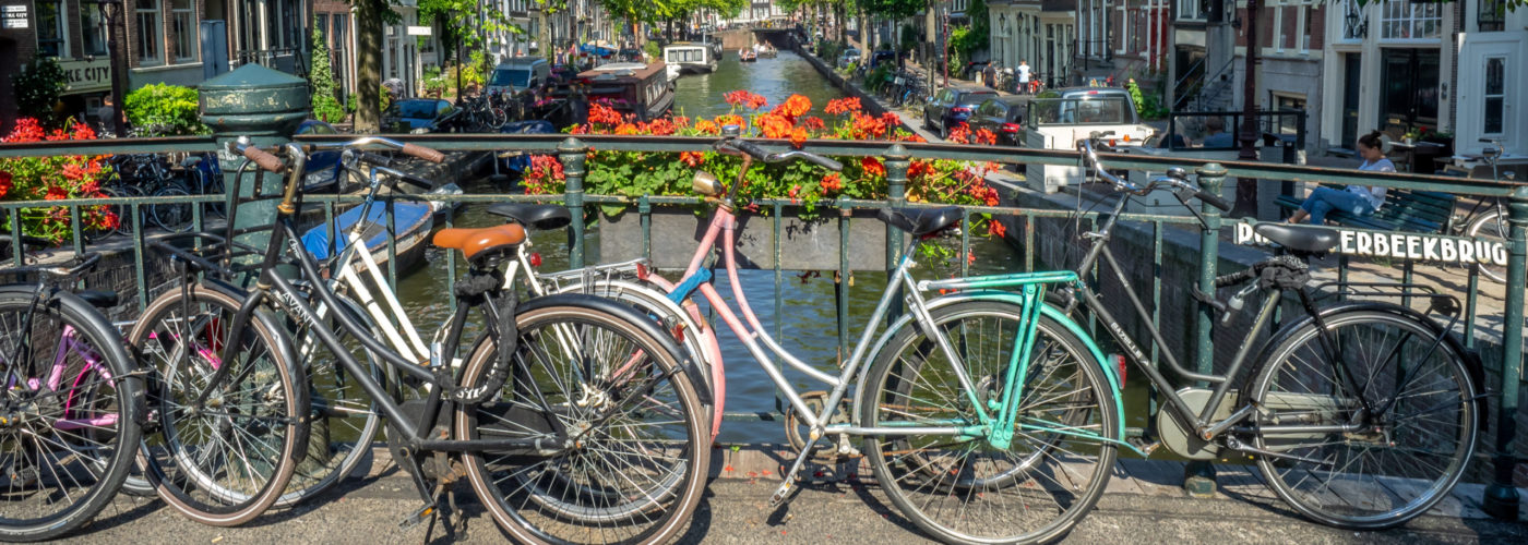 Bikes on bridge in Amsterdam