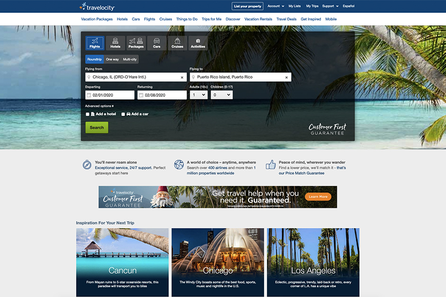 Travelocity Flight Booking Site