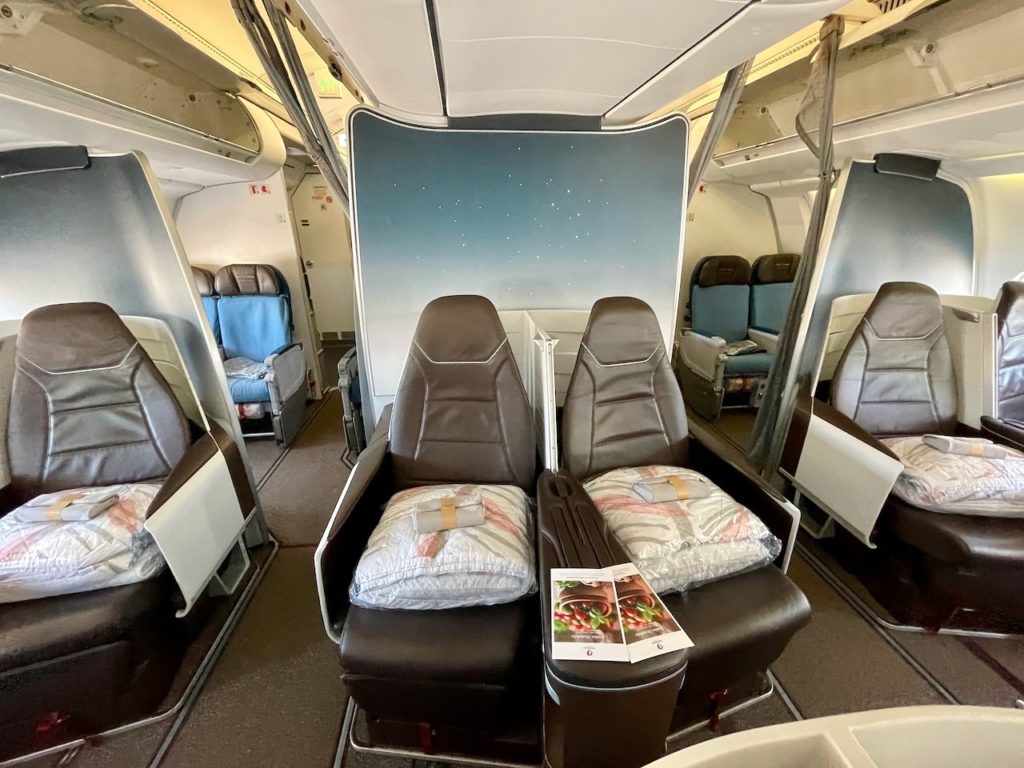 The interior of a plane cabin