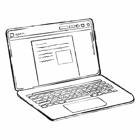 Drawn GIF of typing on a computer
