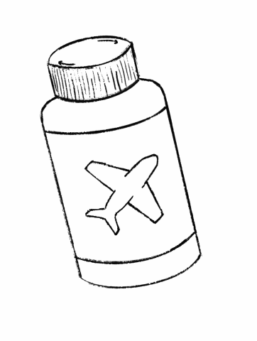 Drawn GIF of a pill bottle rotating side to side