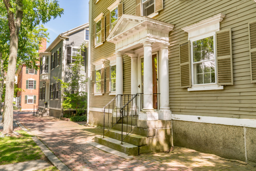 A street lined with historic houses in Salem, Massachusetts