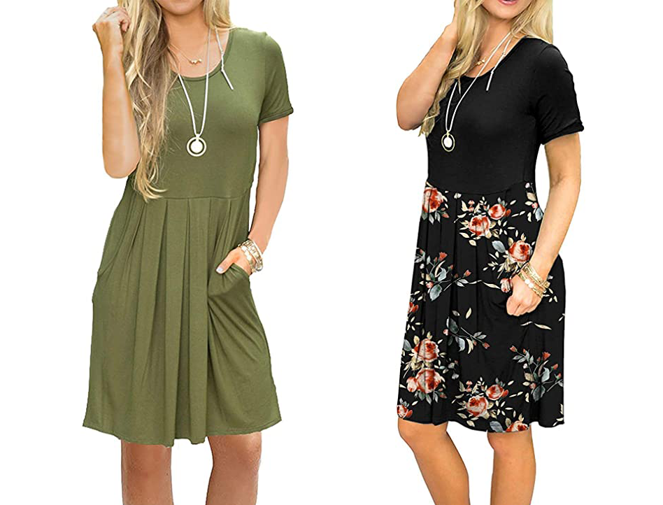 Two colors and patterns of the AUSELILY Swing Dress