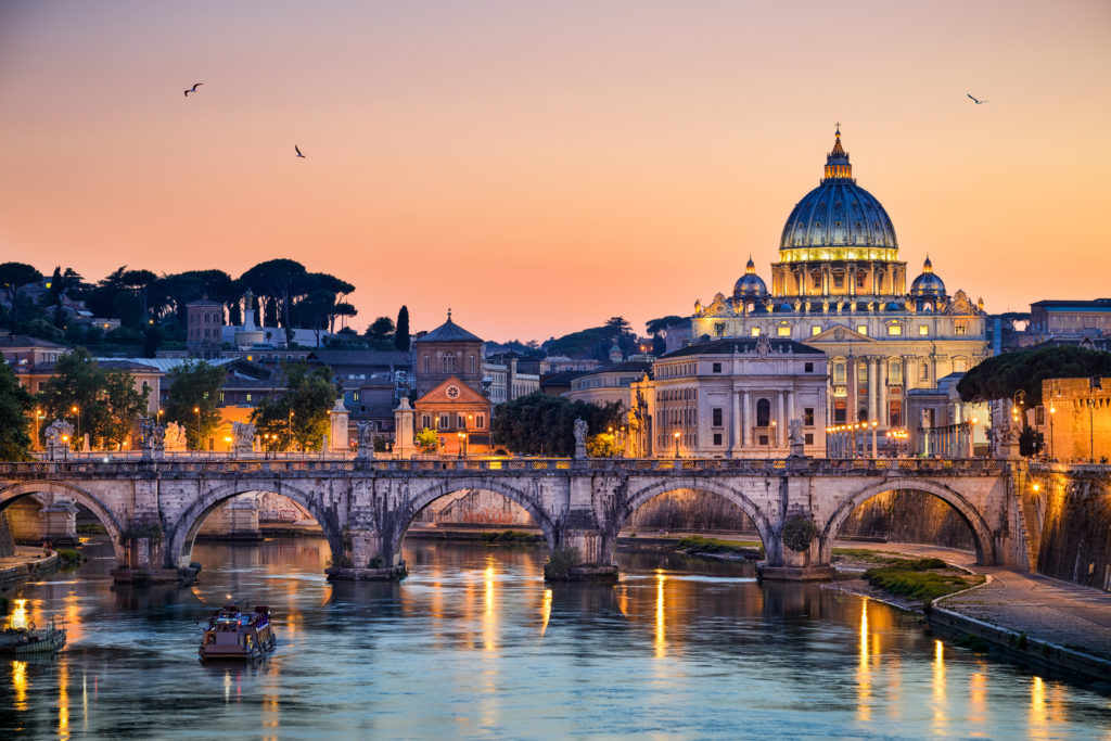Bridge over river in Rome, Italy