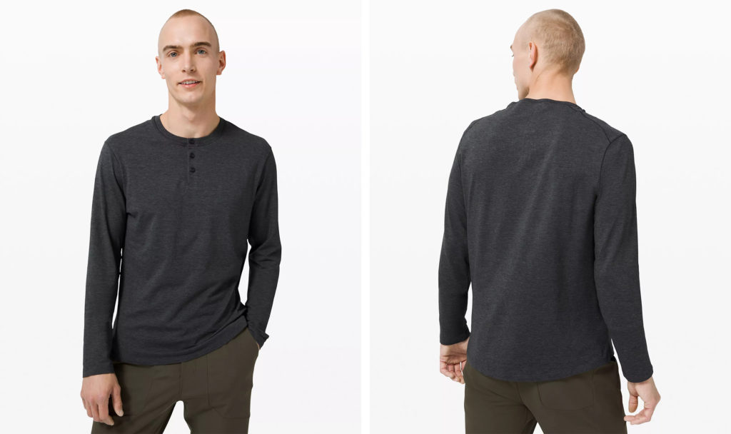 Men’s 5 Year Basic LS Henley in Heathered Black