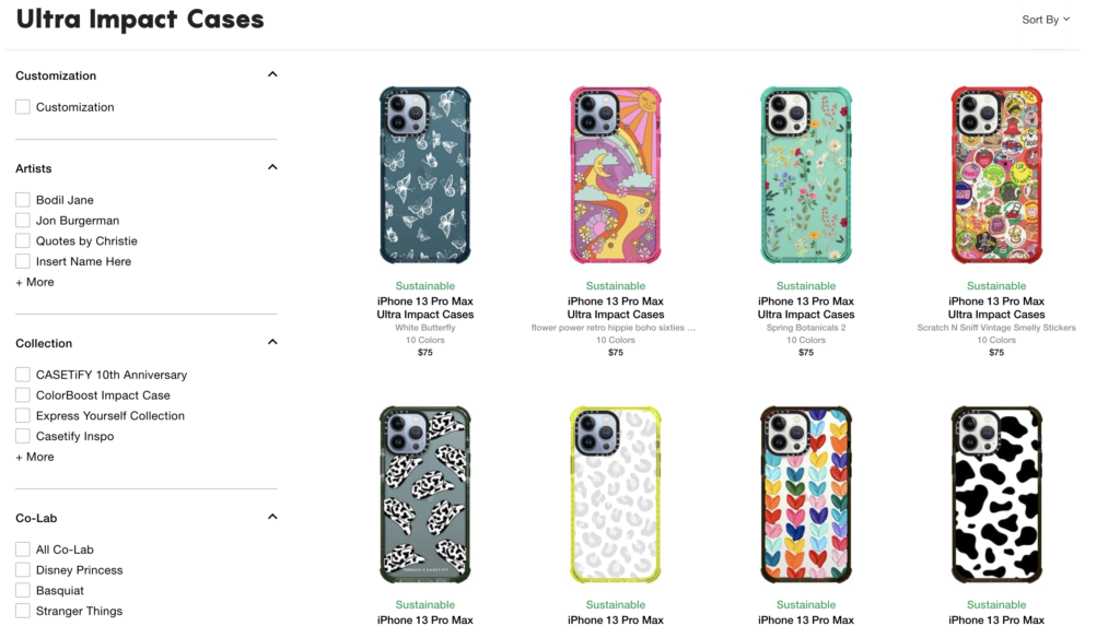 Screenshot of Casetify website