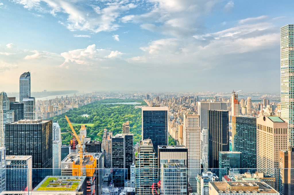 View of Central Park and city from the Top of the Rock in New York City