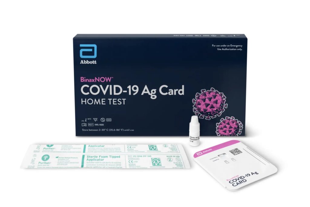 BinaxNOW at-home COVID testing kit