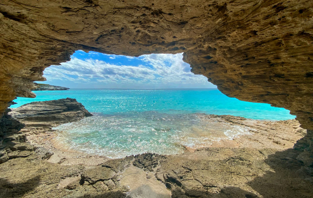 Cave on Lighthouse Beach on Eleuthera, Bahamas