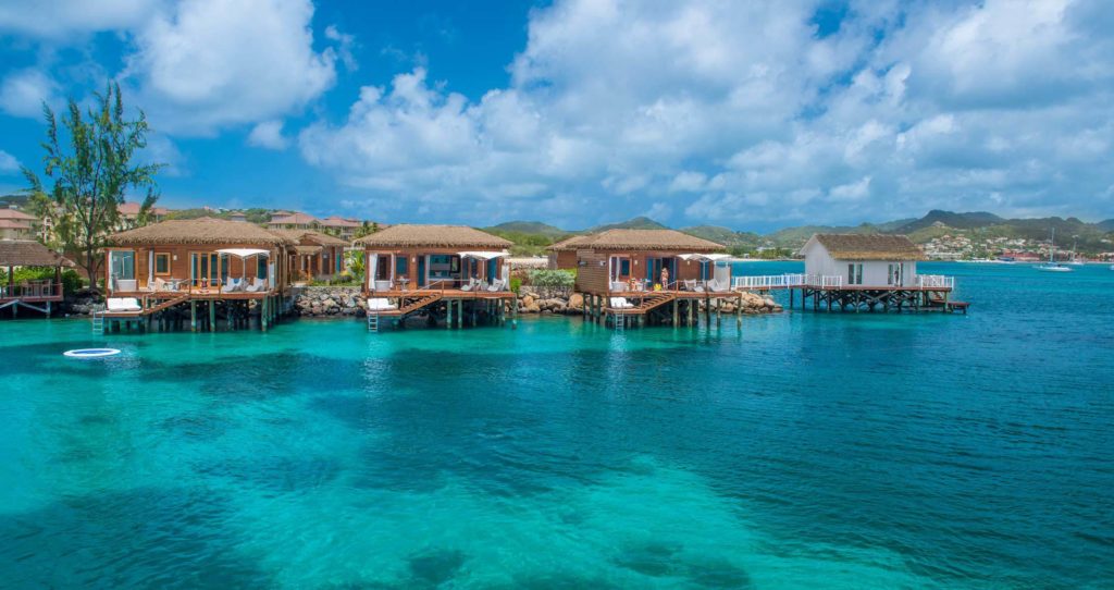 Overwater bungalows at Sandals Grande St. Lucian