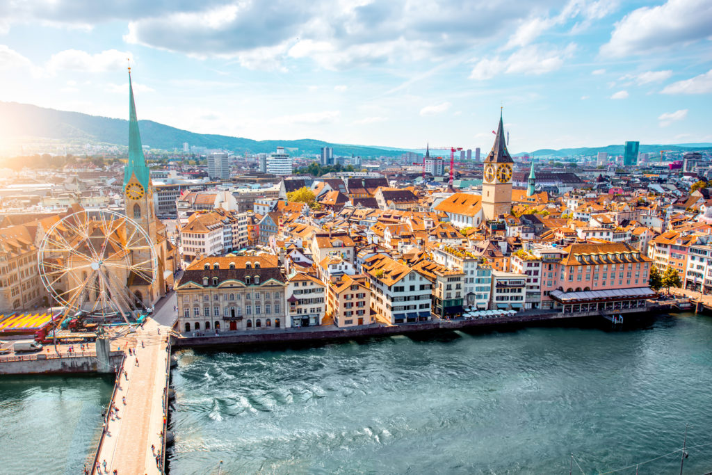 Aerial view of Zurich, Switzerland