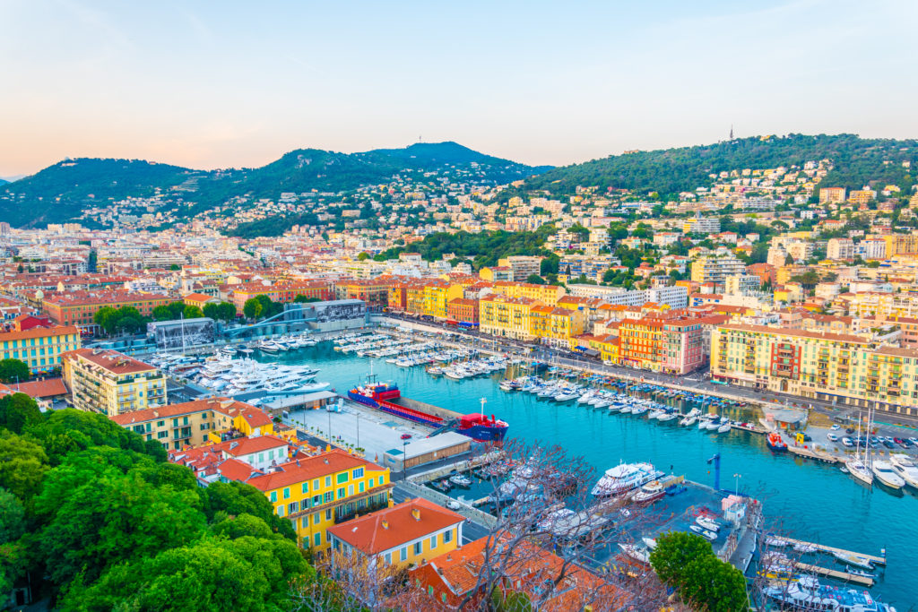 Aerial view of Port of Nice in Nice, France