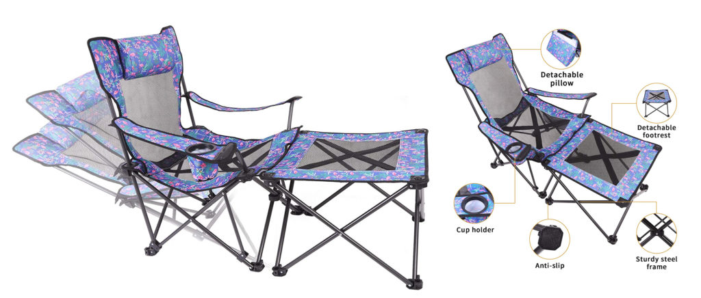 KABOER Portable Camping Chair with Footrest