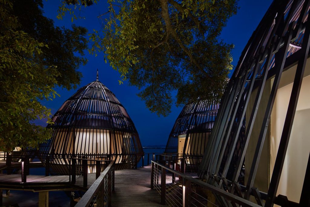 Deck and buildings of the overwater spa at The Ritz-Carlton, Langkawi