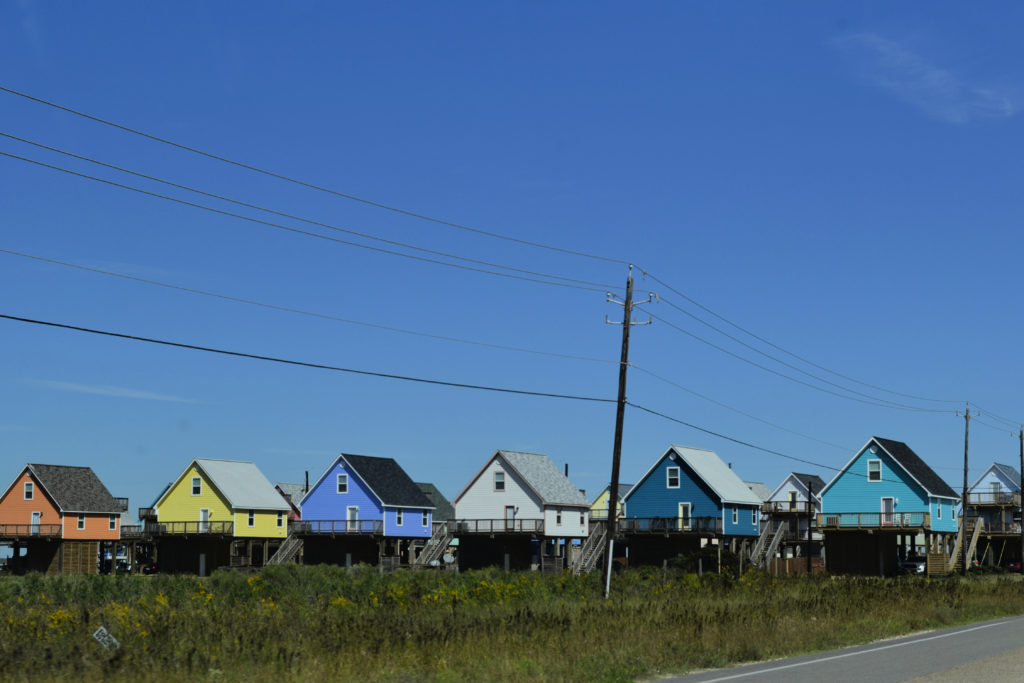 Colorful houses at Surfside Beach, Texas